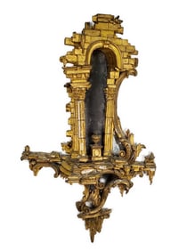Rare English George II Carved and Gilded Mirror Wall Applique, Attributed to Thomas Chippendale