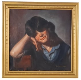 P. Richard Eichman (American, 1941-2001) Portrait of a Girl, Signed lower right, Oil on Canvas, 12"