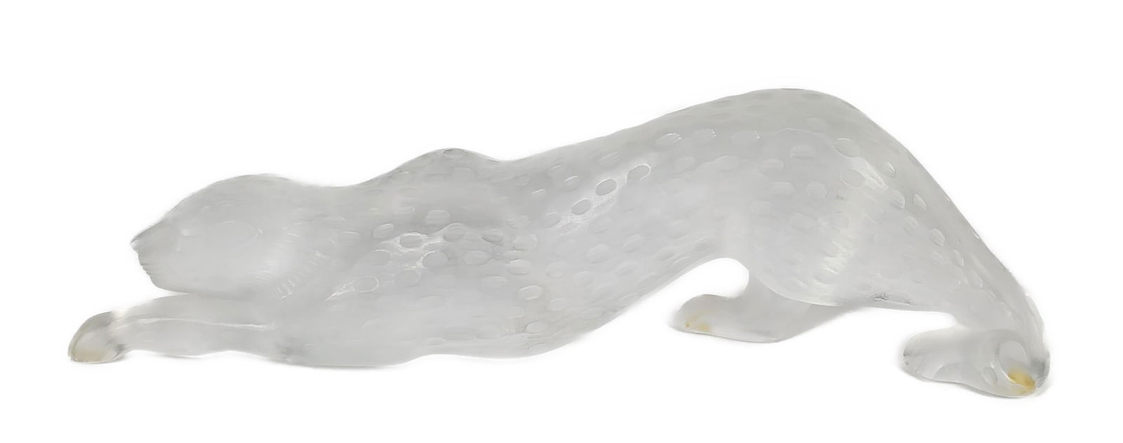 Lalique Crystal and Frosted Panther, Signed Lalique, France, 4 1/2" h.14 1/4" L. 2 1/2" d. (1 of 4)