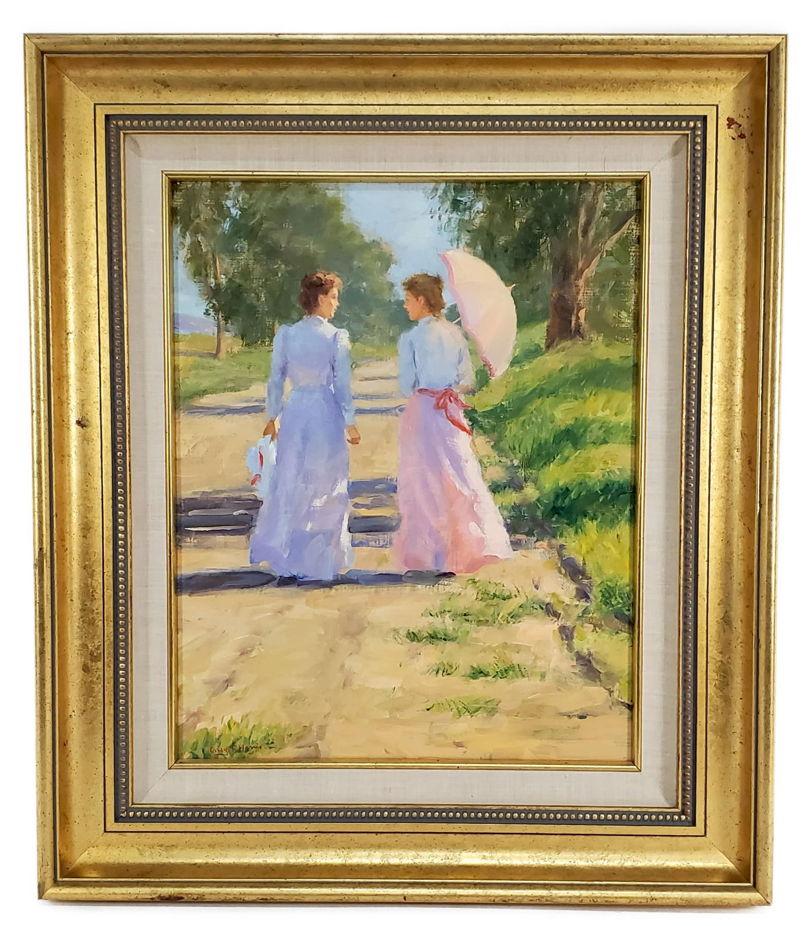 Gregory Frank Harris (American, b.1953) Down Country Lanes, Signed lower left, Oil on canvas, verso (1 of 4)