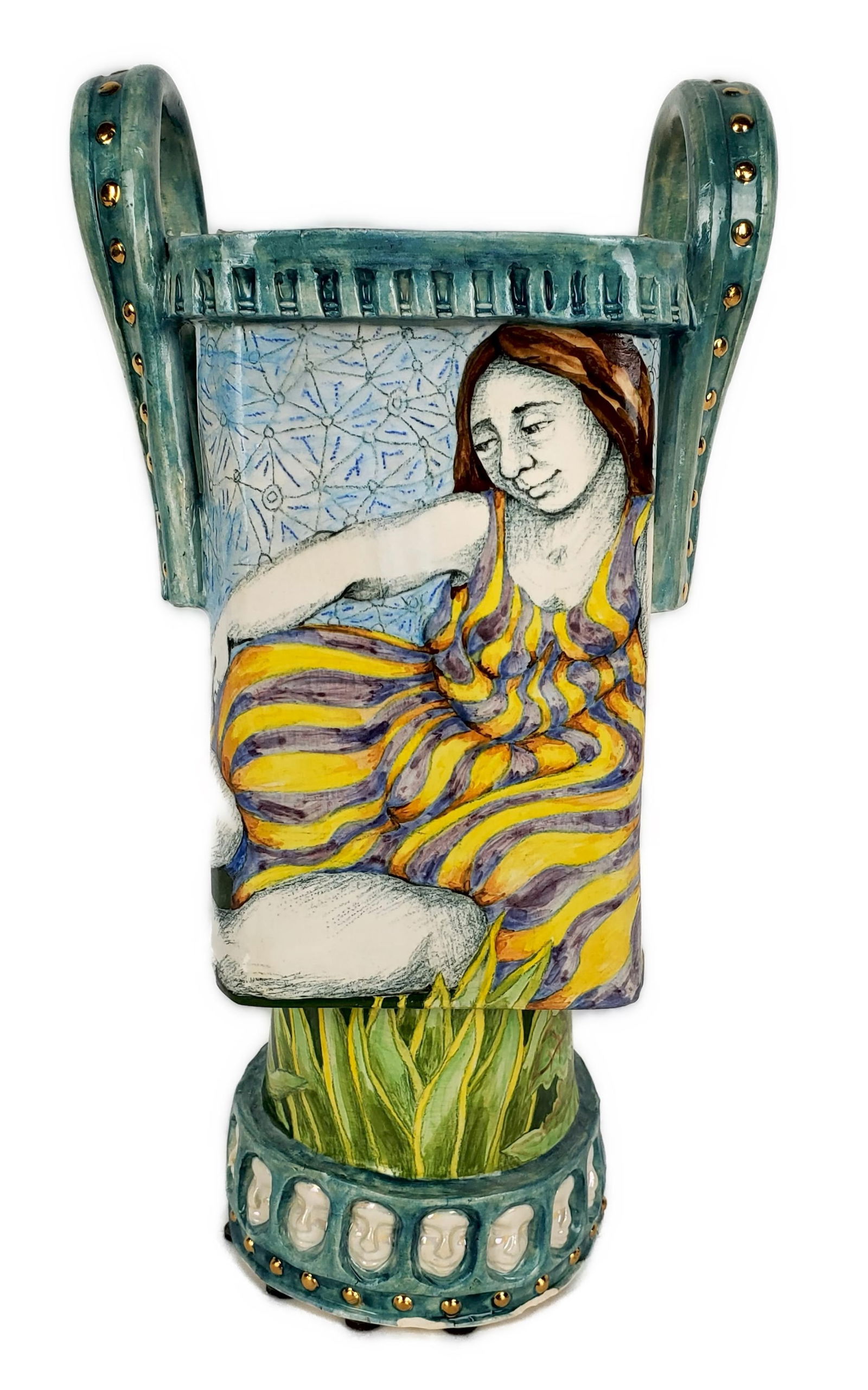 Mary Lou Higgins (American/North Carolina, 1926-2012) A Tale to be Told, Ceramic Vase, Signed, (1 of 6)