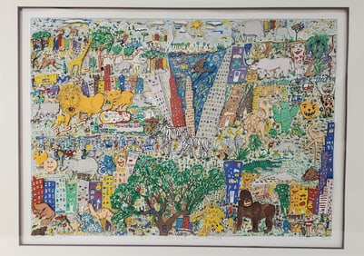 James Rizzi (American, 1950-2011) It's A Jungle Out There, Signed, dated 1986, titled, and numbered