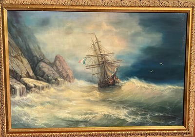 Ivan Aivazovsky (Russian, 1817-1900) Attributed to, Marine Scene, Signed lower right, Oil on canvas,