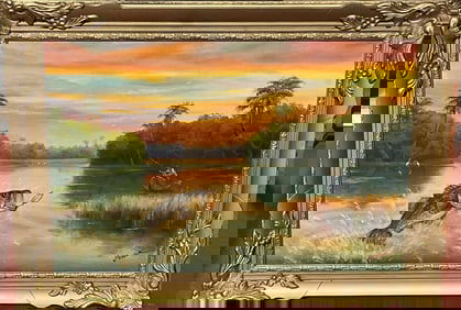 Yuriy Poslak (Russian/American, 20th/21st Century) Florida Backwater Landscape with Biig Mouth Bass,