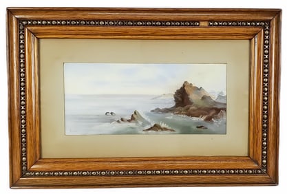 Alfred Thompson Bricher (American, 1837-1908) Rocky Coast Seascape with Seagull, Signed lower left,