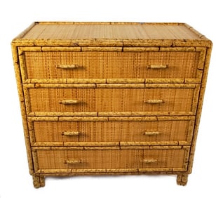 Modern Bamboo and Rattan Chest of Drawers, 20th Century, 37" h. 39" w. 18 1/2" d., good condition,