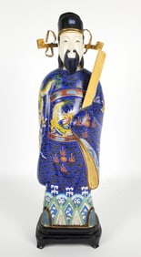 Chinese Cloisonné and Bone Figure of an Immortal, 20th Century, 14 1/2" h., overall-16" h.,