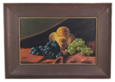 Charles Ethan Porter (American, 1847-1923) Still Life with Peaches and Grapes, Signed C.E. Porter