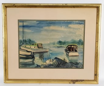 Henry Martin Gasser (American, 1909-1981) Fishing Boats, Signed H. Gasser lower right, Watercolor on