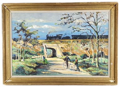 M. D. Aguilar (American, 20th Century) Arlington, Virginia, Signed lower left, Oil on canvas, 24" x