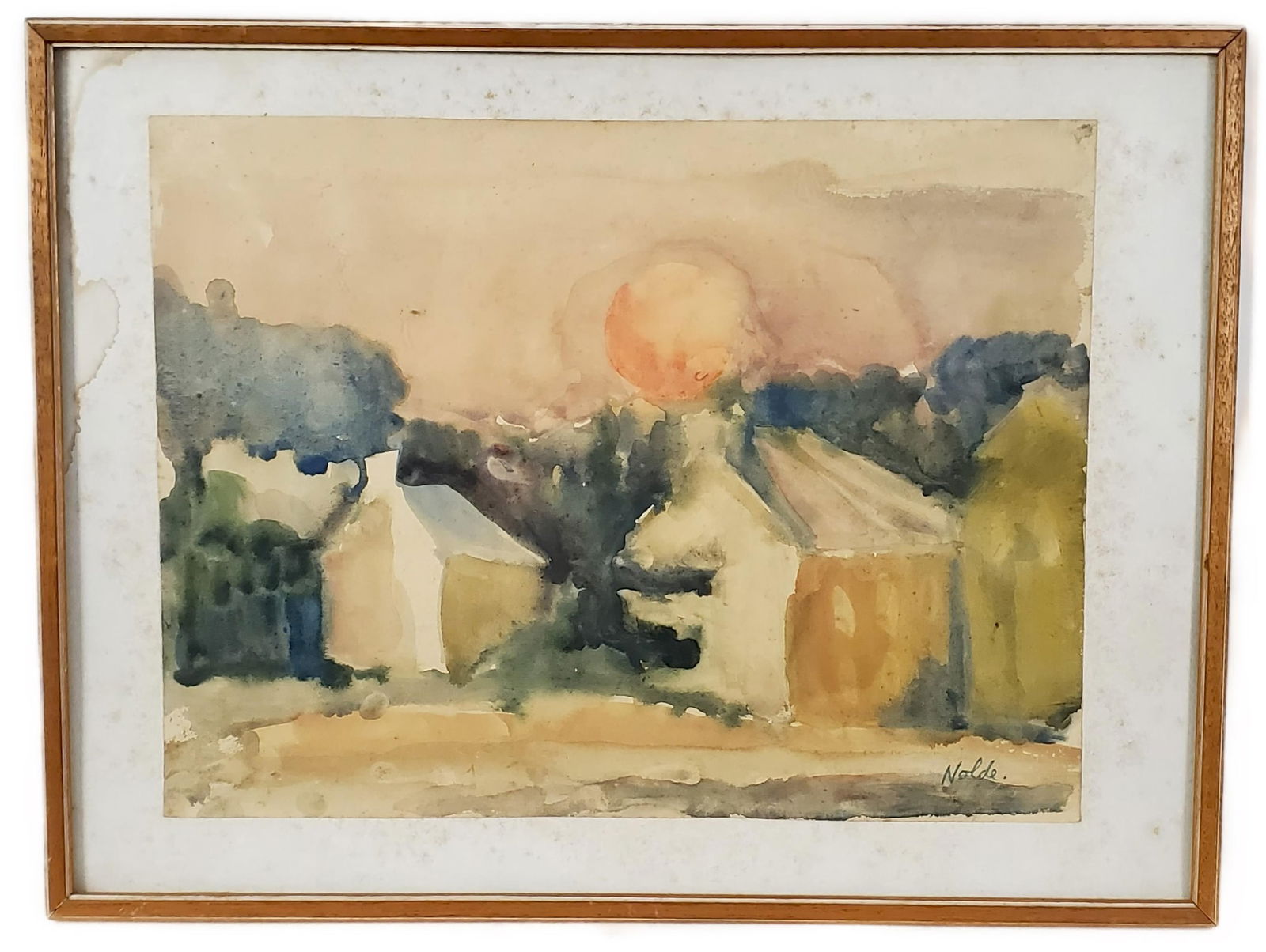 Emile Nolde (German, 1867-1956) Landscape with Houses, Signed Nolde lower right, Watercolor on (1 of 4)