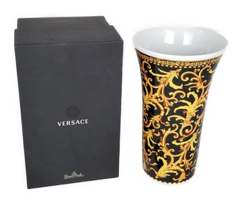 Versace Rosenthal Porcelain Barocco Vase, marked underside with the original presentation box and
