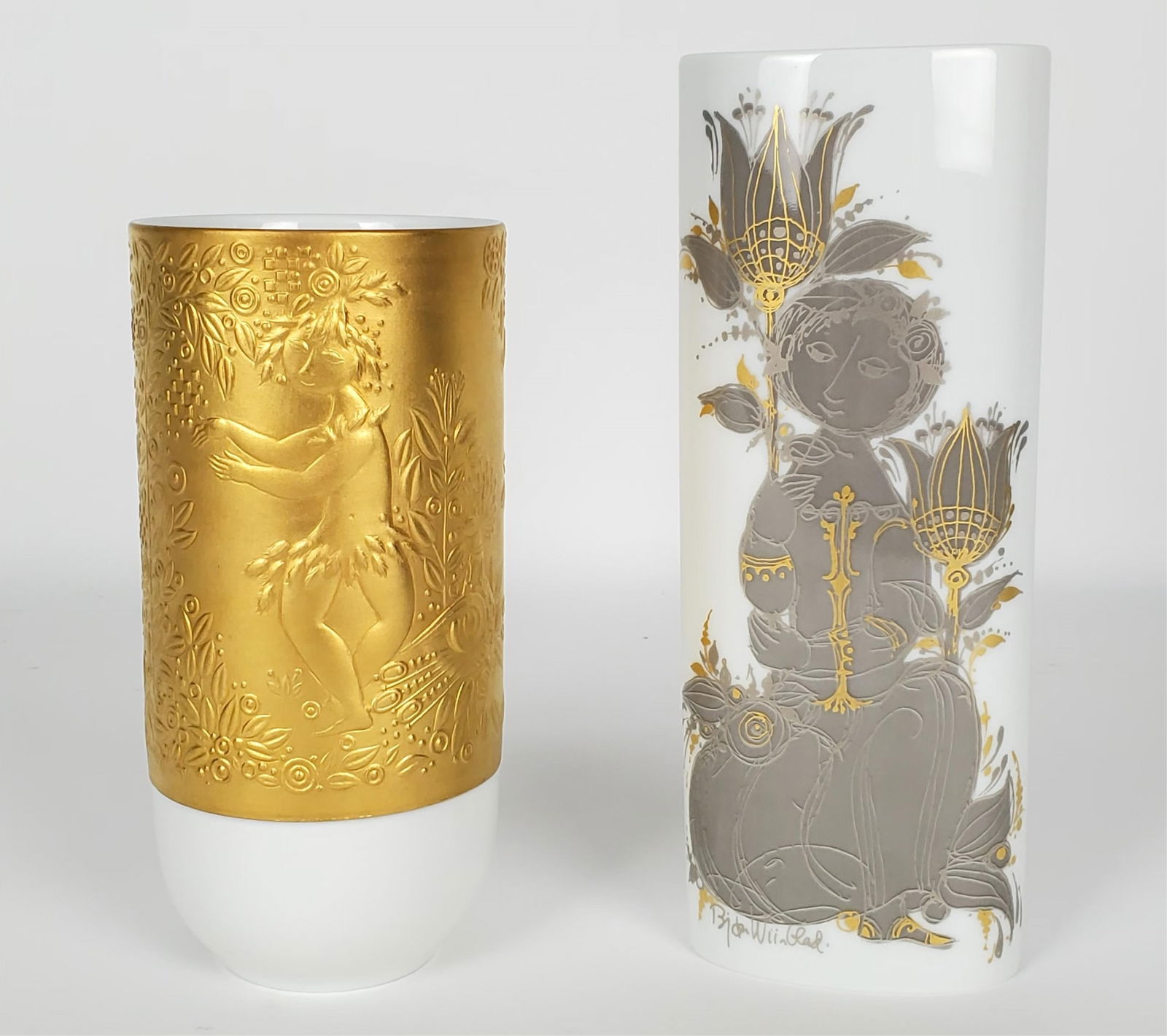 Two Bjorn Winblad Rosenthal Porcelain Vases, 8 1/2" h. and 7" h., good condition. (1 of 4)