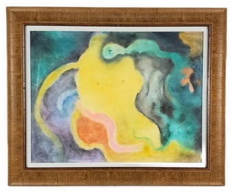 Manuel Mendive (Cuban, 1944-2013) Untitled, Signed Mendive lower right, Watercolor on paper, 19 1/4"