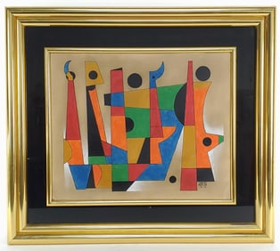 Carlos Merida (Guatemalan, 1891-1985) Sin Titulo, Signed and dated 1973 lower right, Oil and Gouache