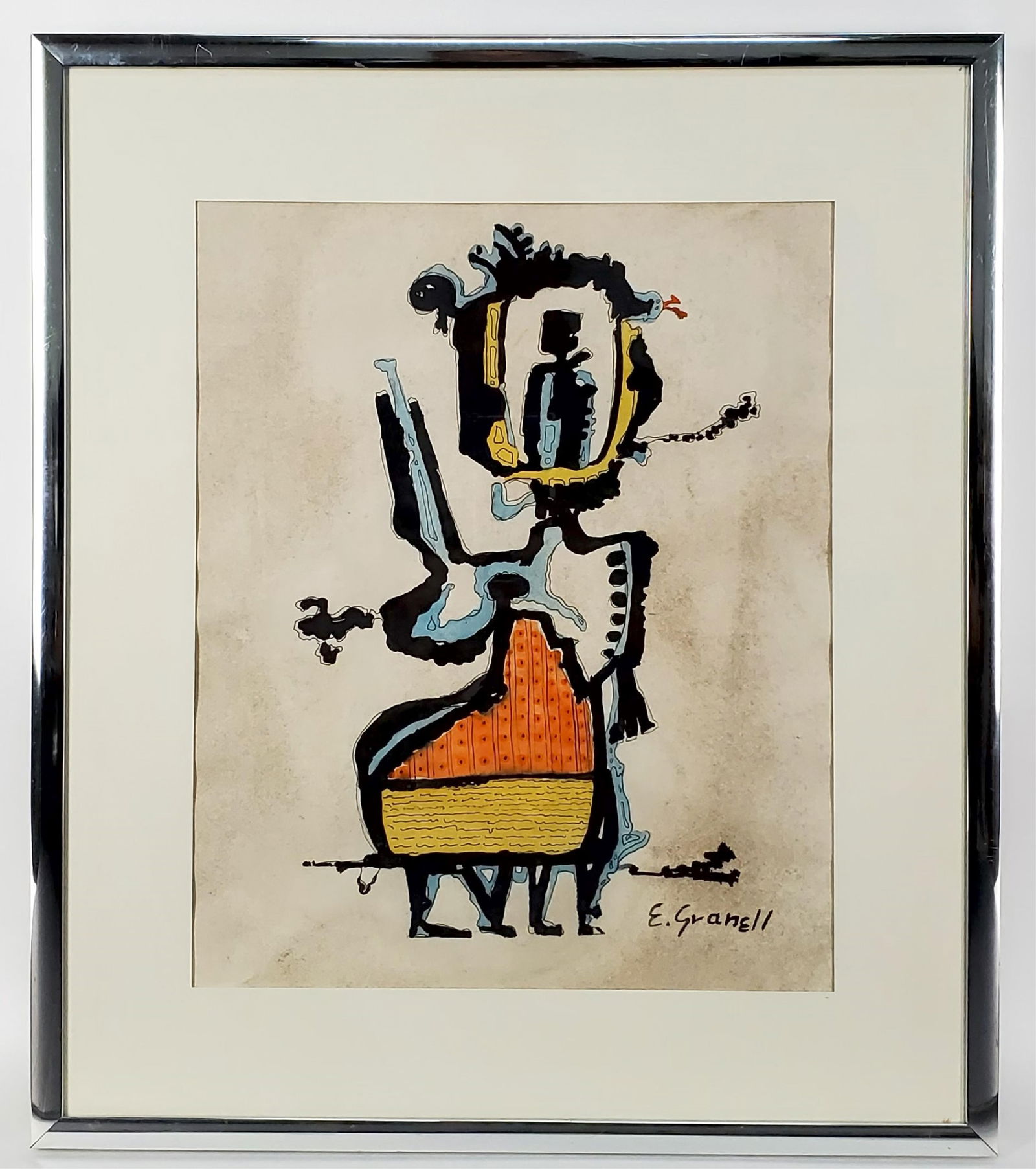 Eugenio Fernandez Granell (Spanish, 1912-2001) Untitled, Signed E. Granell lower right, Gouache and: Eugenio Fernandez Granell (Spanish, 1912-2001) Untitled, Signed E. Granell lower right, Gouache and Ink on paper, Sight-15 1/2" x 12", Framed-21 3/4" x 18"