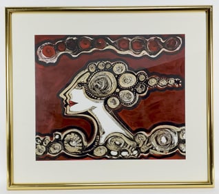 Hector Cata (Cuban, b.1947) Perfil de Mujer, Signed Cata and dated '13 lower right, oil on paper,