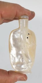 Chinese Mother of Pearl Snuff Bottle, 20th Century, 3" h. 1 3/4" w. 1/2" d.