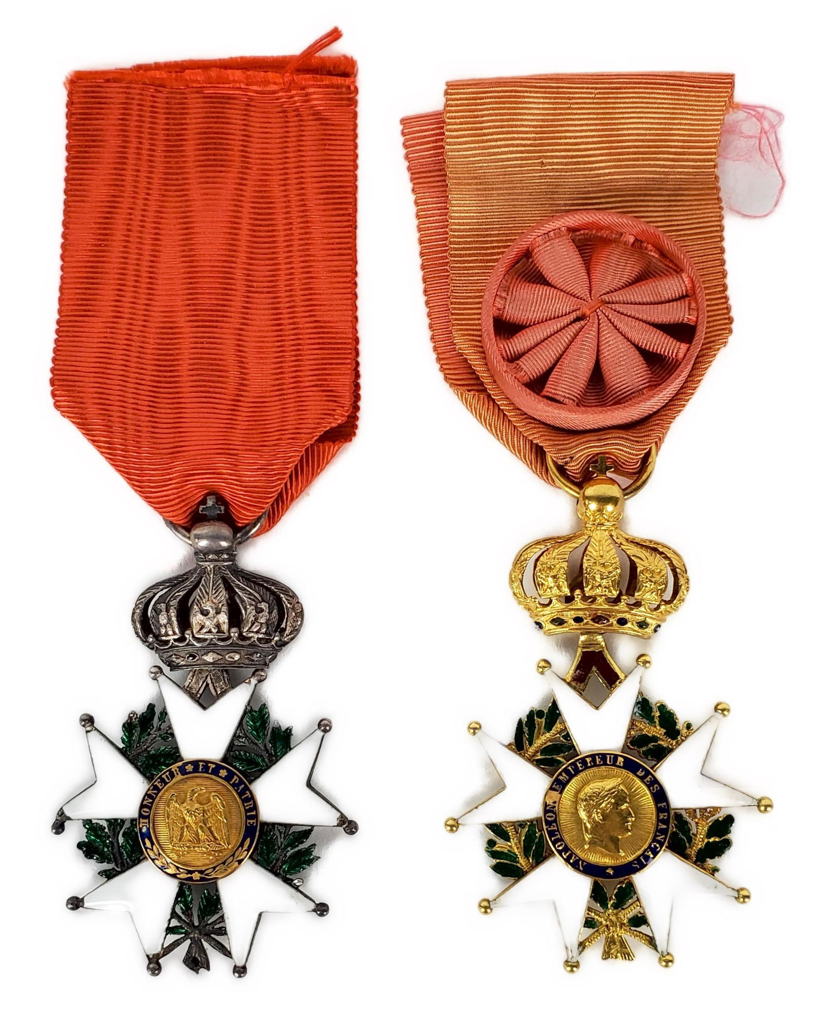 Two Antique French Honneur et Patria Enamel and Gilded Metal Medals with Ribbons, 19th Century, (1 of 9)