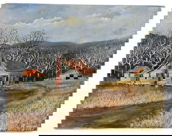 Herbert Weintraub (American, 1934-2019) Country House Landscape, Signed Weintraub lower right, Oil