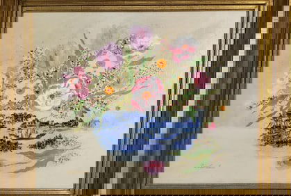 Davis Carroll (American, d.2011) Still Life with Flowers, Signed lower right, 16" x 20", Framed-20"