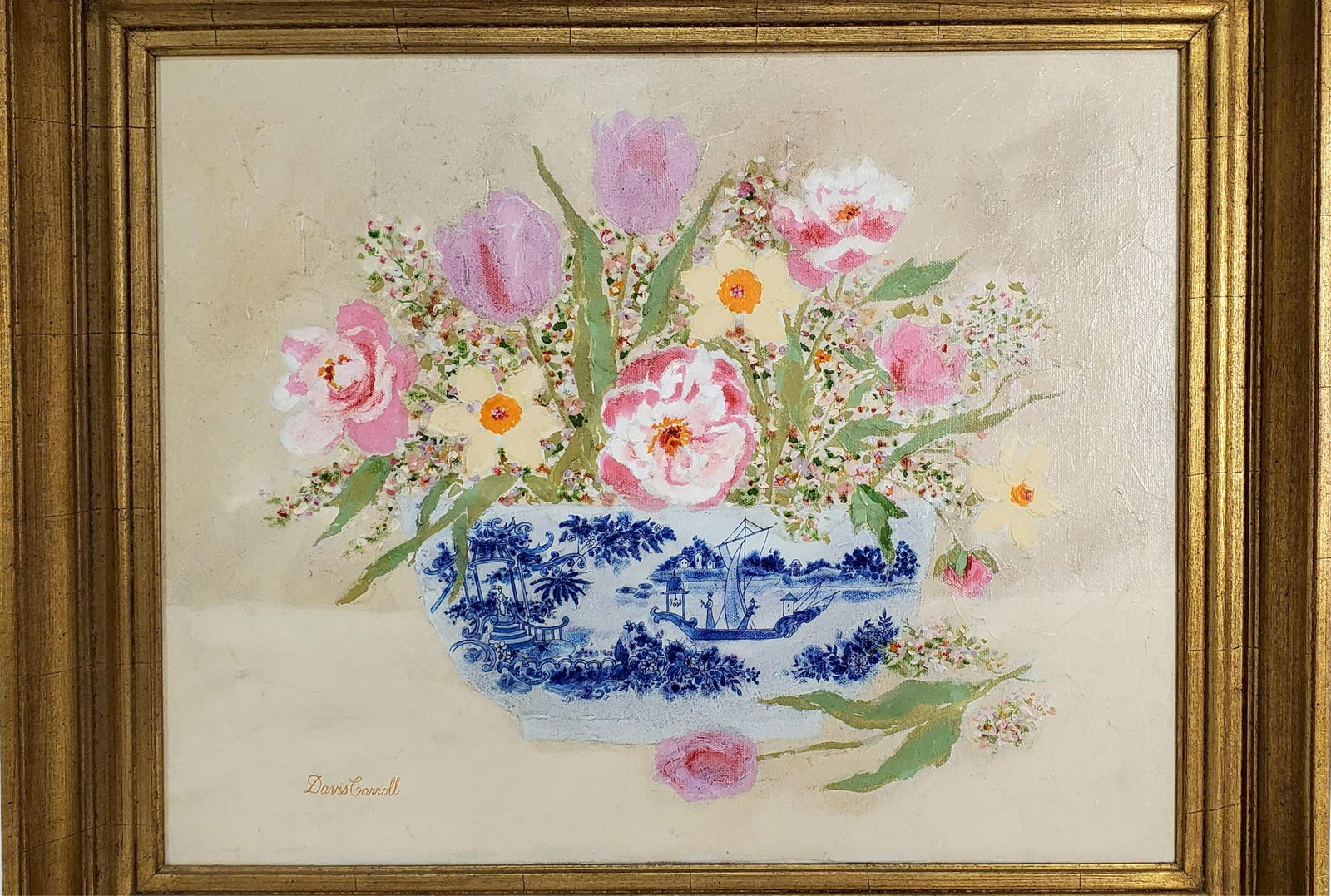 Davis Carroll (American, d.2011) Still Life with Flowers, Signed lower right, 16" x 20", Framed-20" (1 of 3)