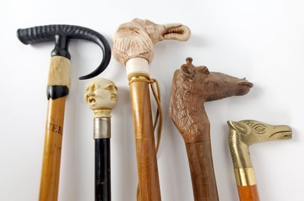 Assorted Group of Five Walking Sticks/Canes, 20th Century, Overall-35" to 37" L.