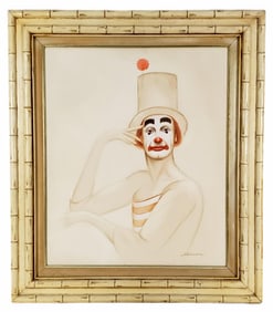 A 20th Century Oil on Canvas Painting of Mime Marcel Marceau, Signed J. Stander lower right, 24" x