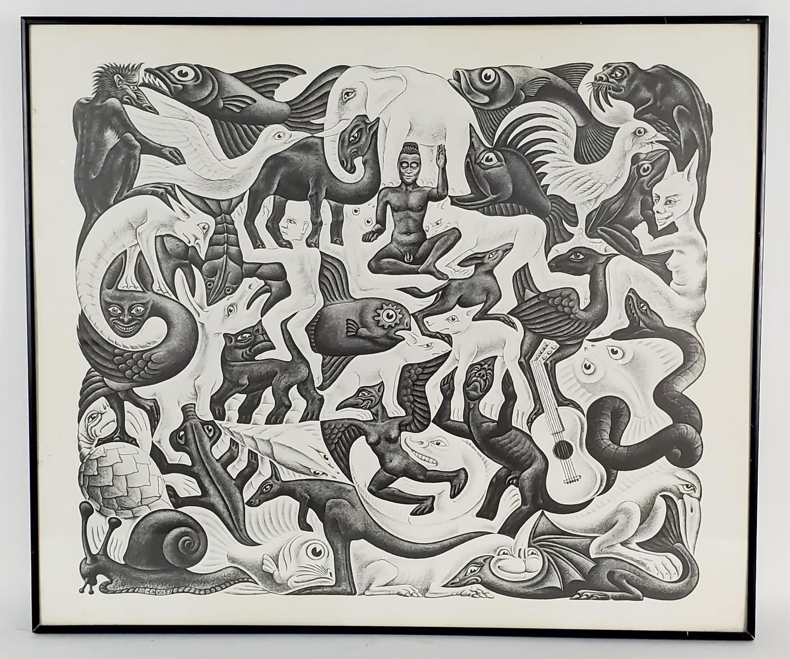Maurits Cornelis Escher (Dutch, 1898-1972) Mosaic II, dot matrix print, 21" x 25", Framed. (1 of 3)