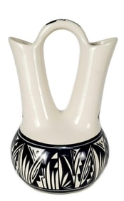 Native American Ceramic Tall Wedding Vase, 20th Century, underside signed Begey-Kanuho, Navajo, USA,