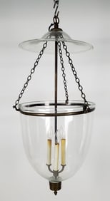A Large Glass and Brass Neo-Classical Style Bell Jar Lantern