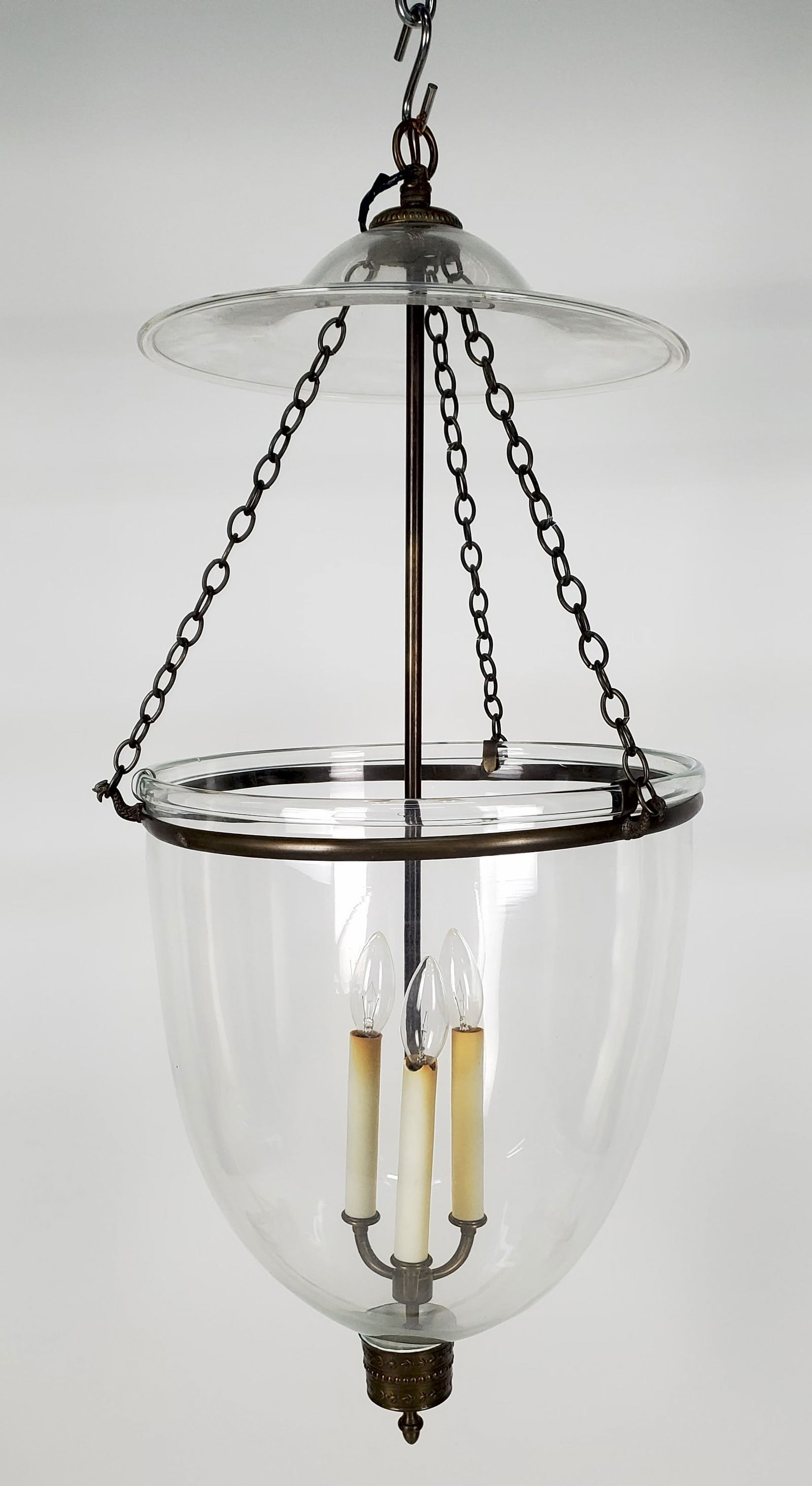 A Large Glass and Brass Neo-Classical Style Bell Jar Lantern (1 of 4)