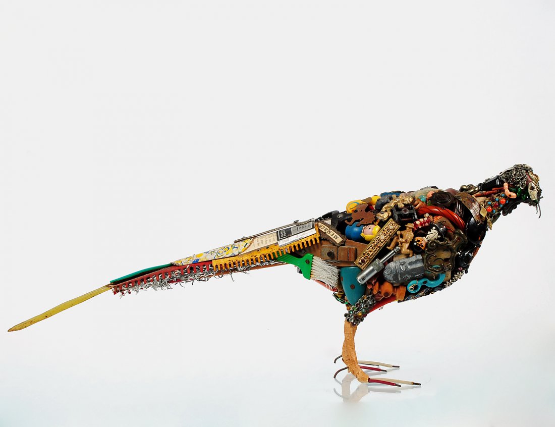 LEO SEWELL (American. Born 1945): "Junk Assemblage Bird". Height 13". Length 25 1/2". (1000/1500)