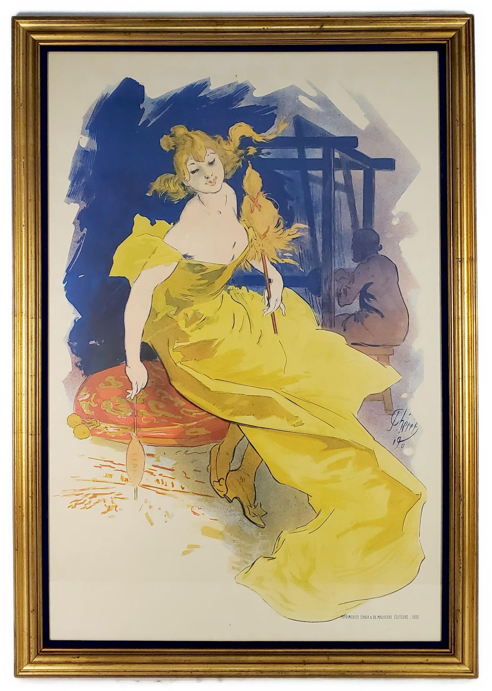 Jules Cheret (French, 1836-1932)La Fileuse (The Spinner), Color Lithograph, c.1900, Sight-50 7/8" x (1 of 5)