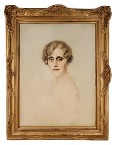 Josef Sigall (Polish, 1891-1953) Portrait of a Distinguished Deco Lady, Signed Sigall lower right,