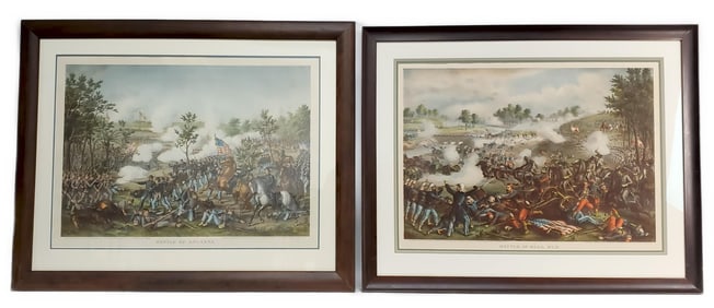 Two American Kurz and Allison 19th Century Civil War Chromolithographs, Battle of Atlanta and Battle