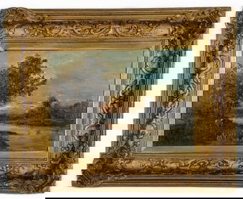 Ralph Albert Blakelock (American, 1847-1919) Sunset Landscape with Cows, Signed R. A. Blakelock