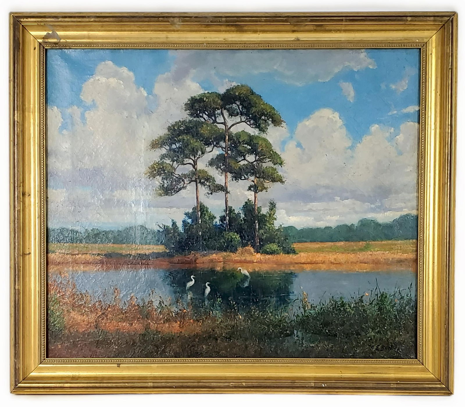 Albert Ernest Backus (American, 1906-1990) Florida Backwater Landscape, Signed A.E. Backus lower: Albert Ernest Backus (American, 1906-1990) Florida Backwater Landscape, Signed A.E. Backus lower right, Oil on canvas, 22 1/4" x 26 1/2", Framed-26 3/4" x 31"