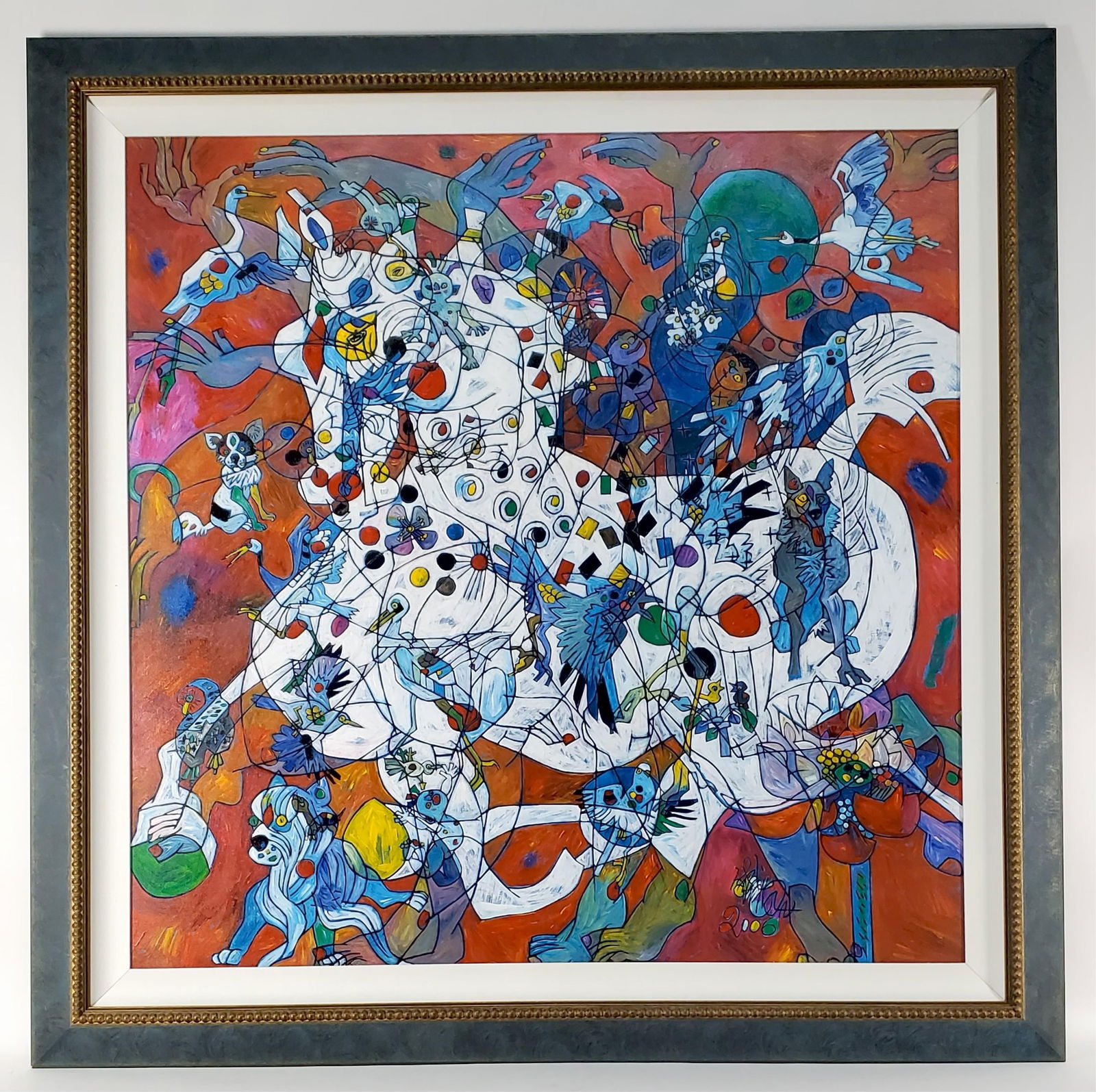 Jiang Tie-Feng (Chinese, b. 1938) White Horse, Signed and dated 2006 lower right, Oil and Acrylic on (1 of 6)