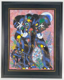 Jiang Tie-Feng (Chinese, b. 1938) Proud Mother, Signed and dated '96 lower right, Mixed media on