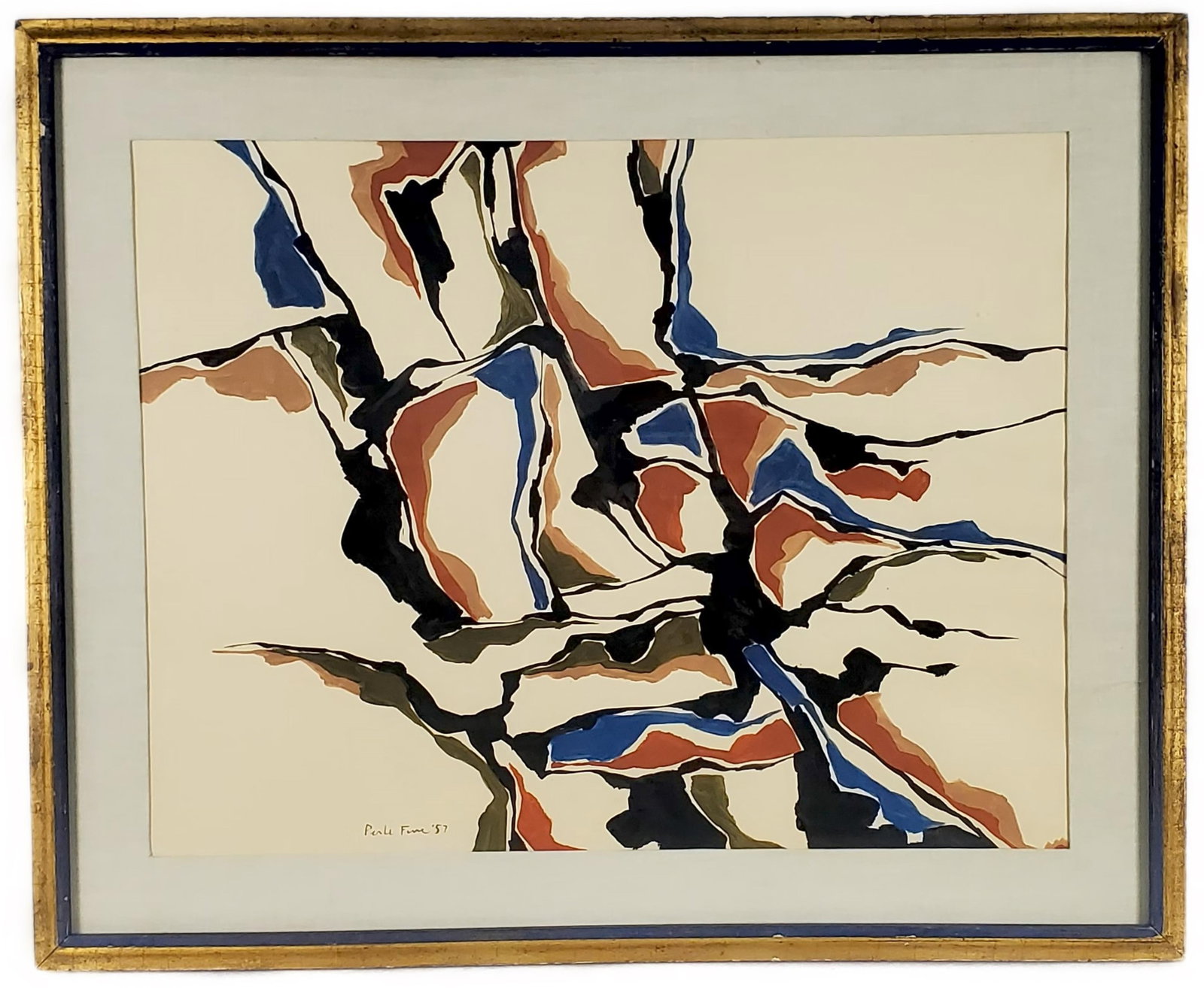 Perle Fine (American, 1905-1988) Abstract Composition, Signed and dated '57 lower left, Watercolor: Perle Fine (American, 1905-1988) Abstract Composition, Signed and dated '57 lower left, Watercolor on paper, Sight-17" x 21 3/4", Framed-22 3/8" x 27 3/8"
