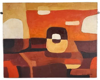 George Morrison (American, 1919-2000) Landscape, Signed George Morrison lower right, Oil on canvas,