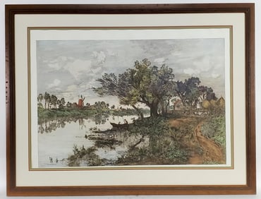 Mary Nimmo Moran (English/American, 1842-1899) Is On, Etching with hand coloring, Signed and dated