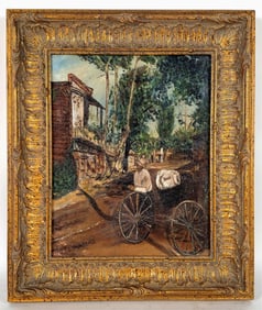 Florida School (Early 20th Century) St. Augustine Street with Man and Cart, Signed G. Parsons lower