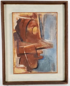 Herbert Feist (German,1903-1981) Mask, Signed and dated '69 lower right, Oil on board, 13" x 9 1/2",