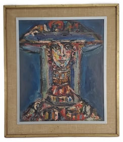 Rene Portocarrero (Cuban, 1912-1985) Portrait of Flora, Signed and dated '68 lower left, Oil on