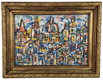 Rene Portocarrero (Cuban, 1912-1985) Cuidad de Havana, Signed and dated '61 lower left, Oil on