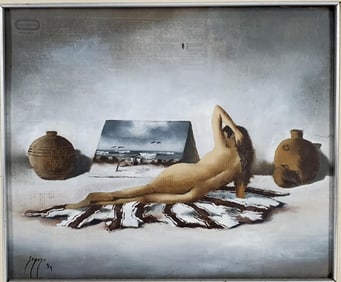 Adolfo Sayago (Uruguayan, b.1963) Reclining Nude, Signed Sayago and dated '94 lower left, Oil on