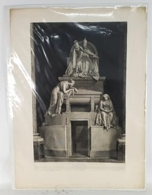 Large 19th Century Etching and Engraving, After Antonio Canova (Italian, 1757-1822) Tomb of Pope