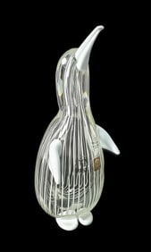 Large Italian Zanetti Murano Glass Penguin, underside signed Zanetti L (for Licio Zanetti), 10 1/2"
